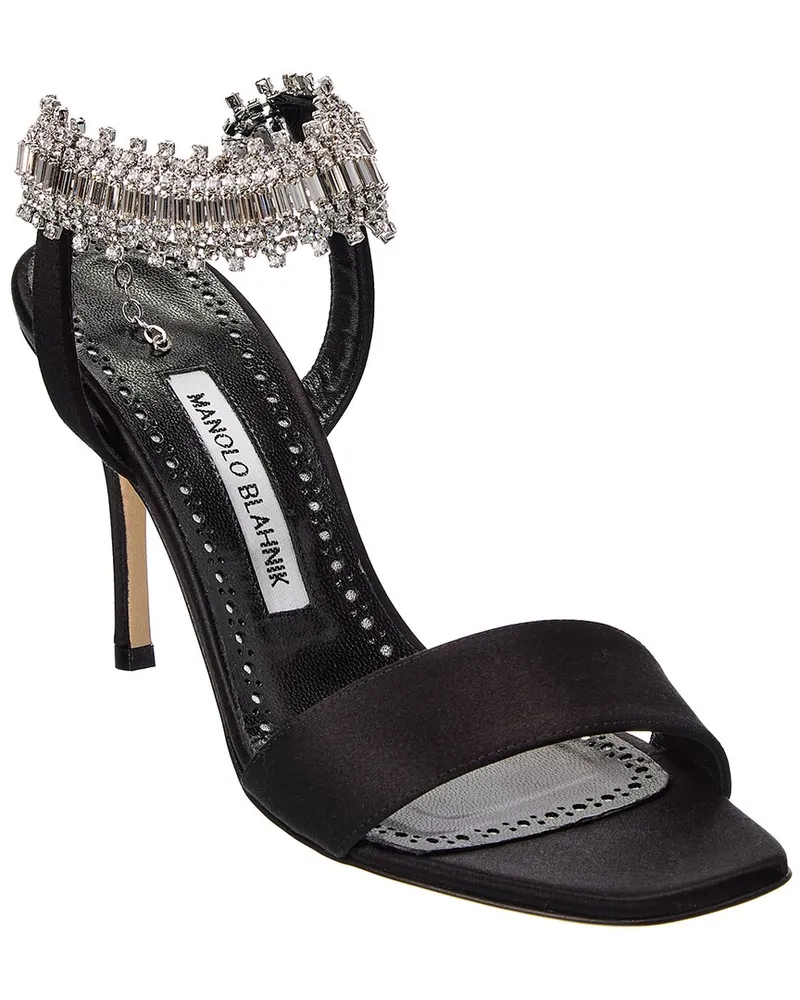 Manolo Blahnik Parinasan 90 Satin Sandal Black