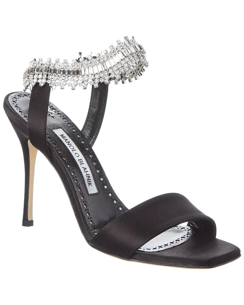 Manolo Blahnik Parinasan 100 Satin Sandal Black