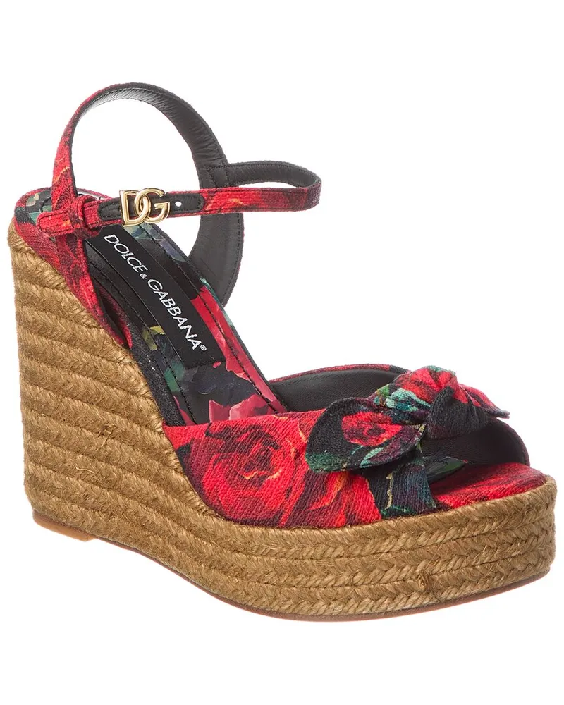 Dolce & Gabbana Lolita Canvas Wedge Sandal Black