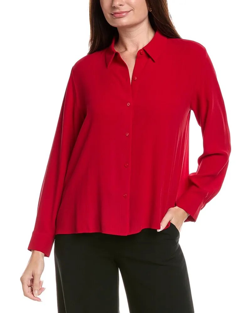 Eileen Fisher Petite Classic Collar Silk Shirt Nocolor