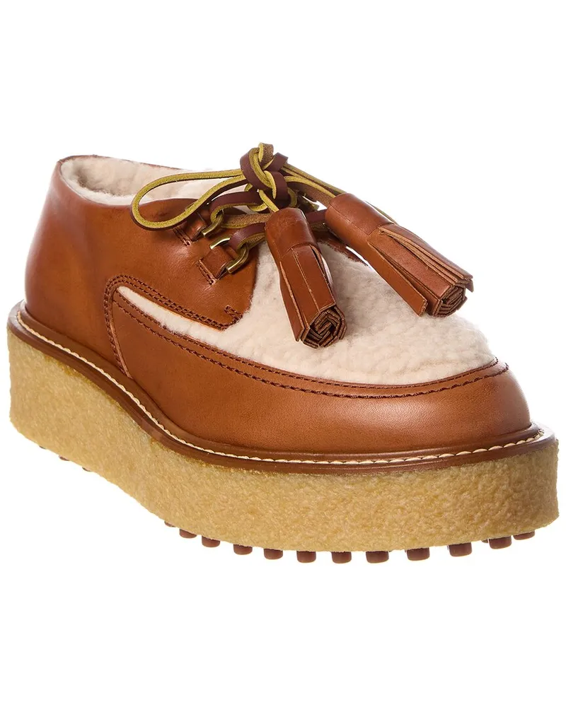TOD'S TOD’s Leather & Shearling Platform Loafer Nocolor