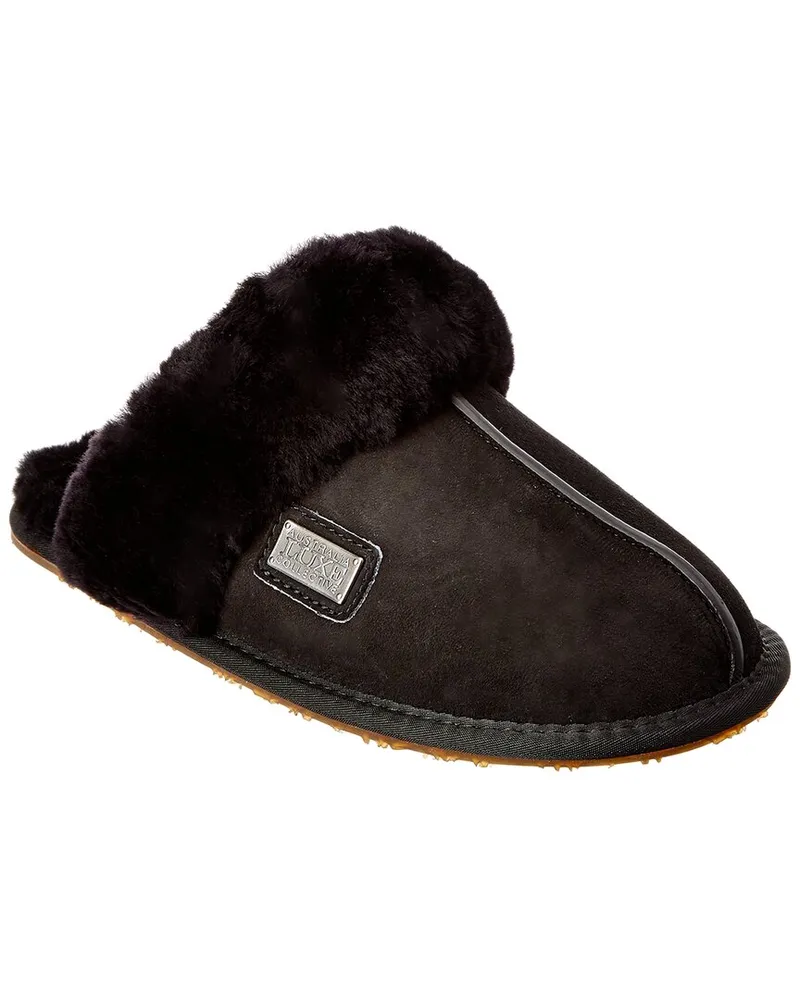 Australia Luxe Closed Mule Suede Slipper Black