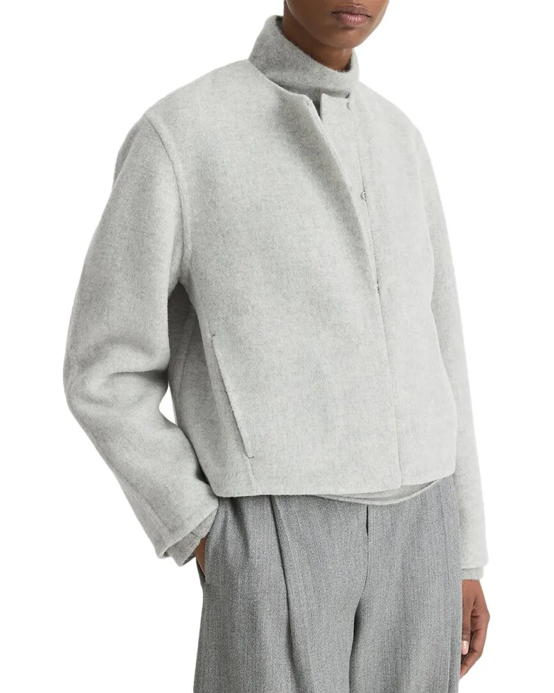 Vince Double Wool-Blend Collarless Jacket Grey