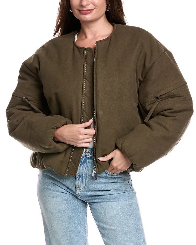 Helmut Lang Brushed Cocoon Bomber Jacket Green