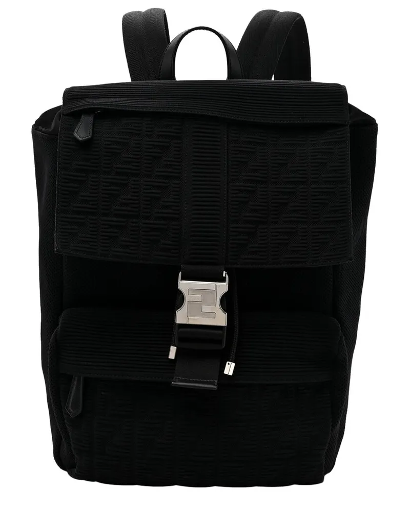 Fendi Black Jacquard Canvas FF Medium Fendiness Backpack (Authentic Pre-Loved Nocolor