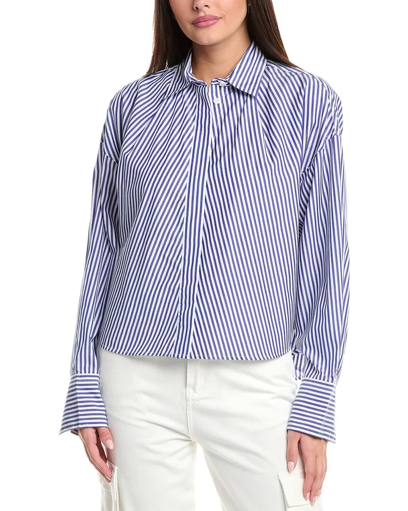 Rag & Bone Martha Stripe Poplin Shirt Blue