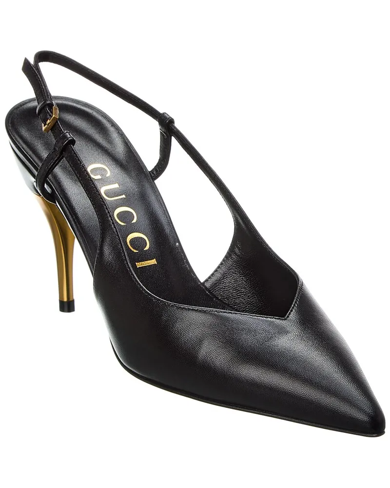 Gucci Leather Slingback Pump Black