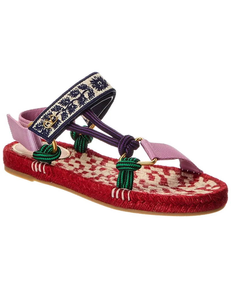 Valentino Garavani Lake Powell Leather-Trim Sandal Nocolor