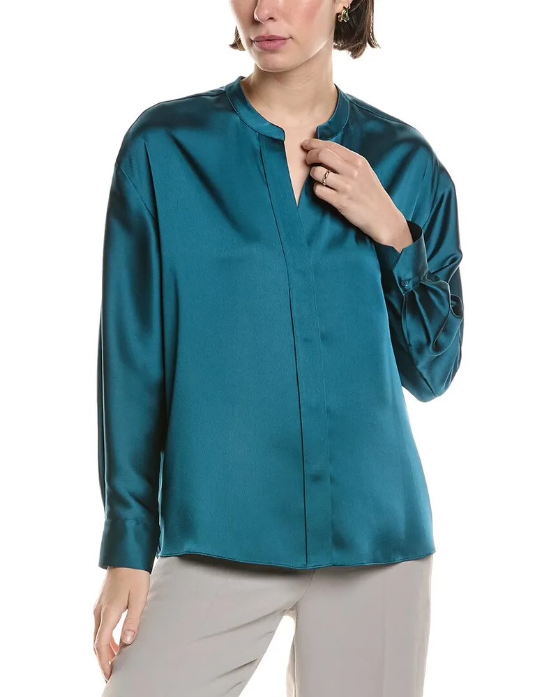 Vince Button-Down Blouse Blue