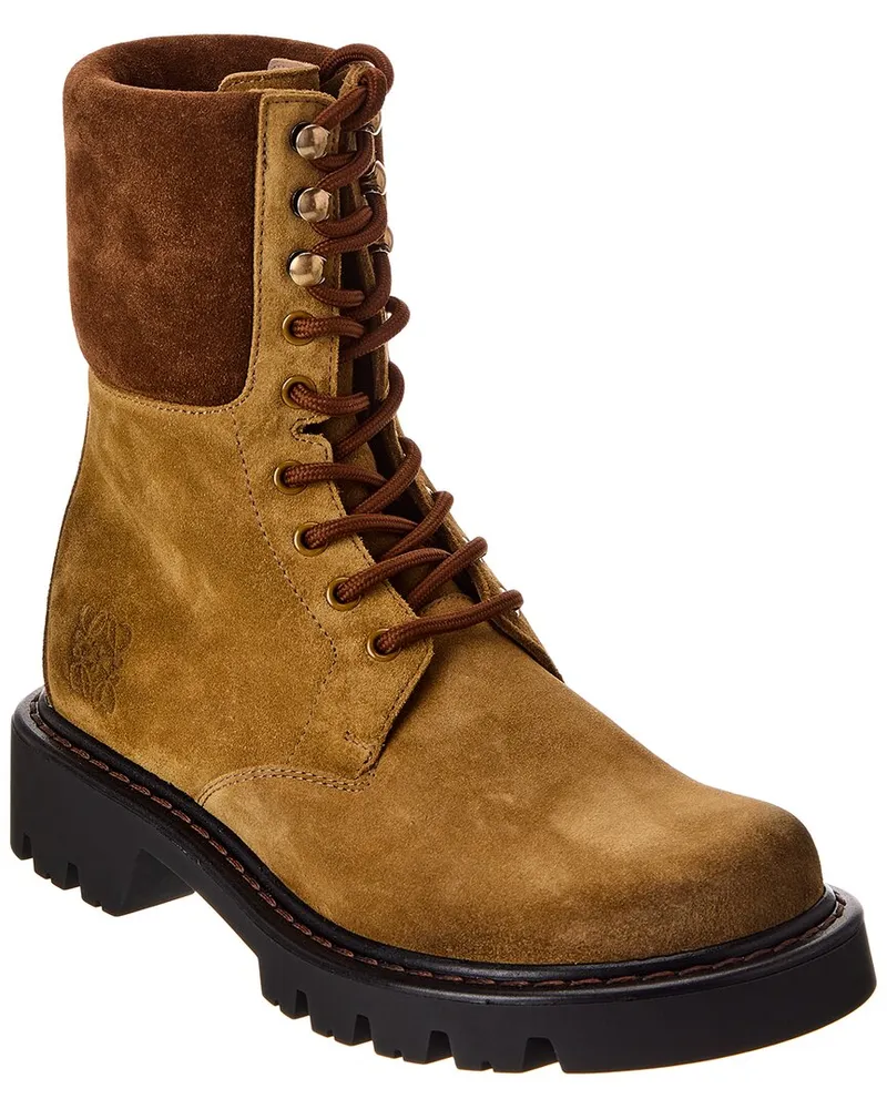 Loewe Sierra Suede Combat Boot Brown