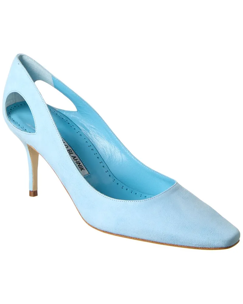 Manolo Blahnik Toplaca 70 Suede Pump Blue