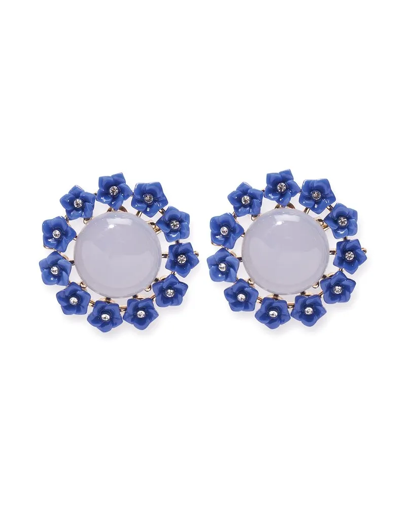 Carolina Herrera New York Cabochon & Flower Stud Earrings Nocolor