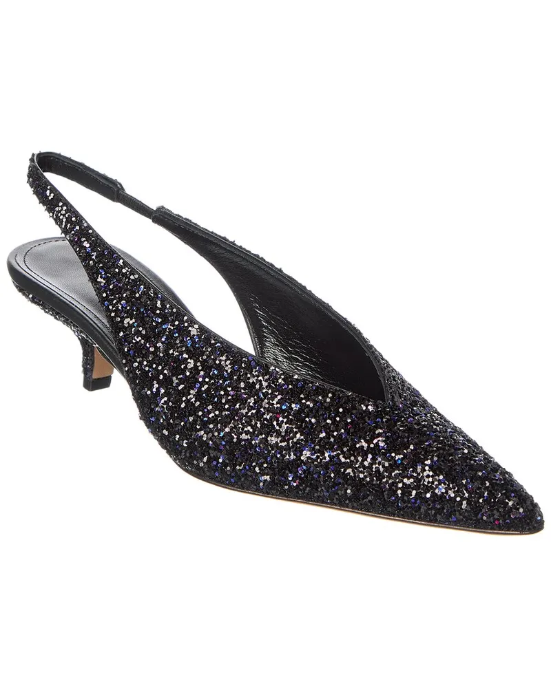 SPORTMAX Liuti Glitter Leather Slingback Pump Black