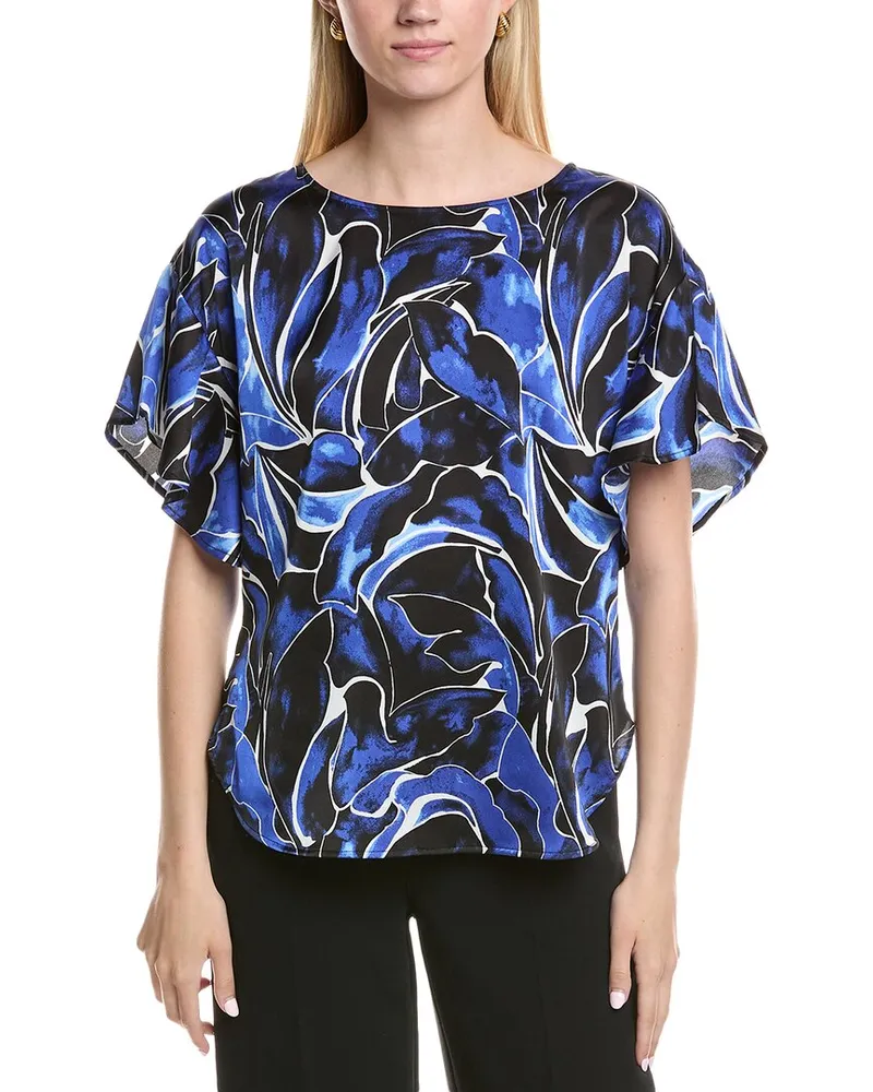 Anne Klein Flutter Sleeve Top Blue