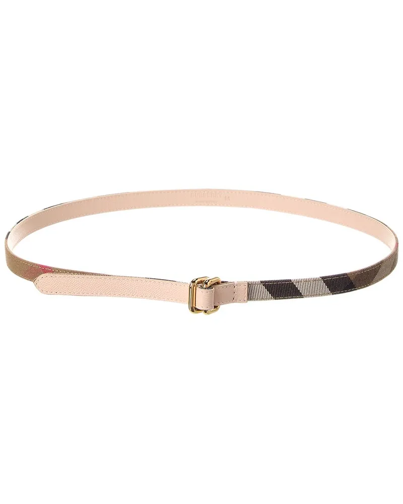 Burberry Check Canvas & Leather Belt Pink