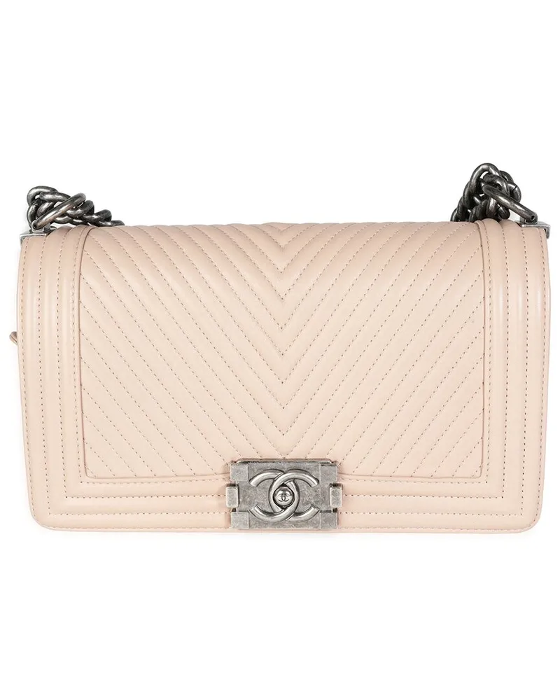 Chanel Beige Quilted Lambskin Medium Boy Bag (Authentic Pre-Loved Nocolor