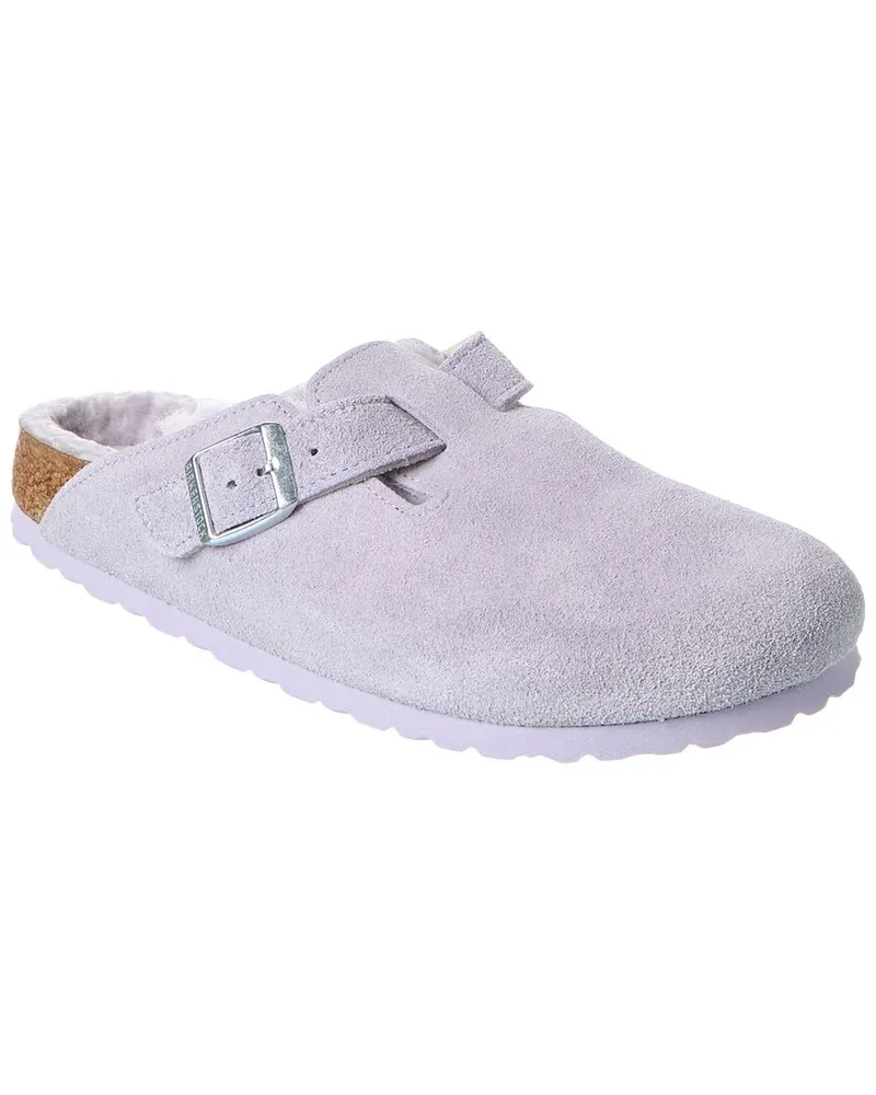 Birkenstock Boston VL Narrow Suede & Shearling Clog Purple