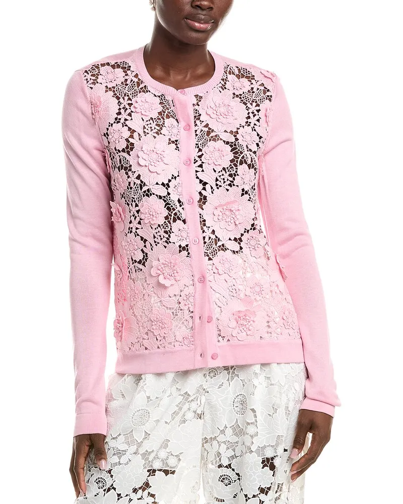 Oscar de la Renta Silk-Blend Cardigan Pink