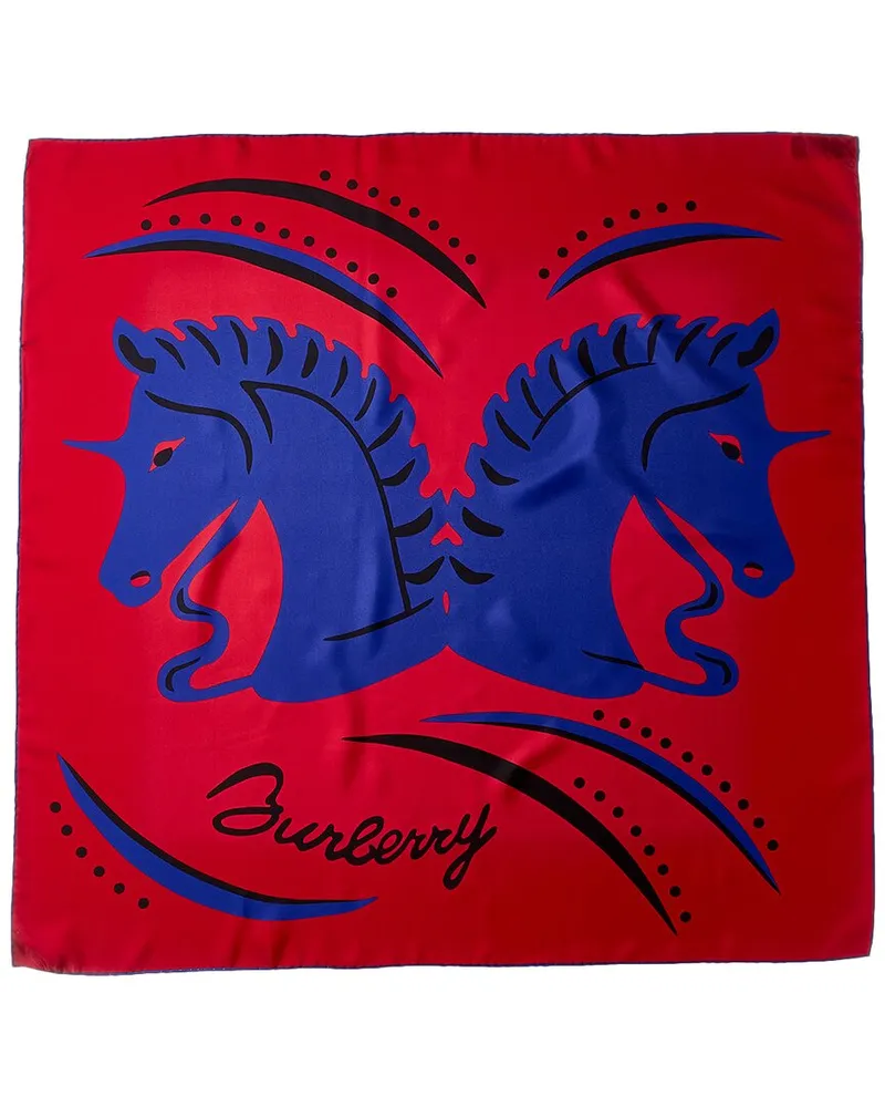 Burberry Printed Silk Scarf Red