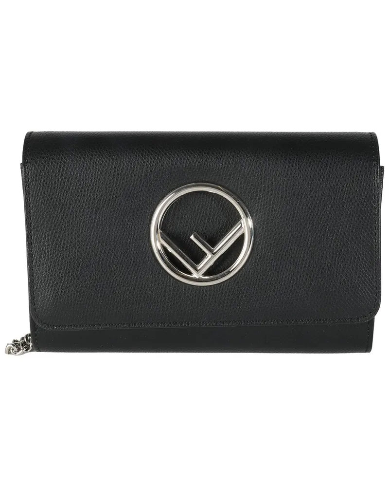 Fendi Black Leather Cruise F Is Wallet On Chain (Authentic Pre-Loved Nocolor