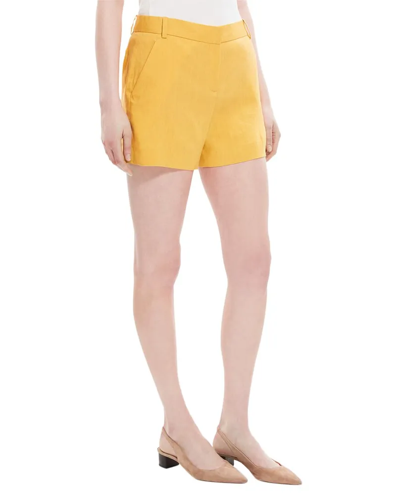 Theory Lynie Sleek Linen-Blend Short Nocolor