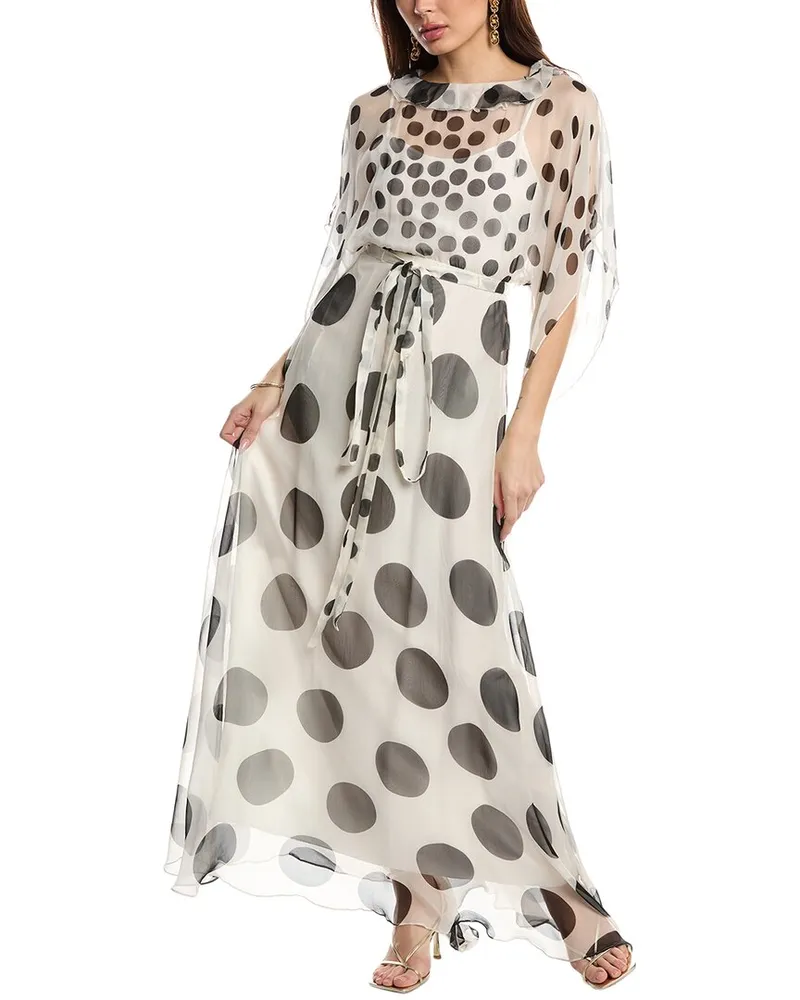 Valentino Garavani 2pc Silk Evening Gown & Sheer overlay Beige