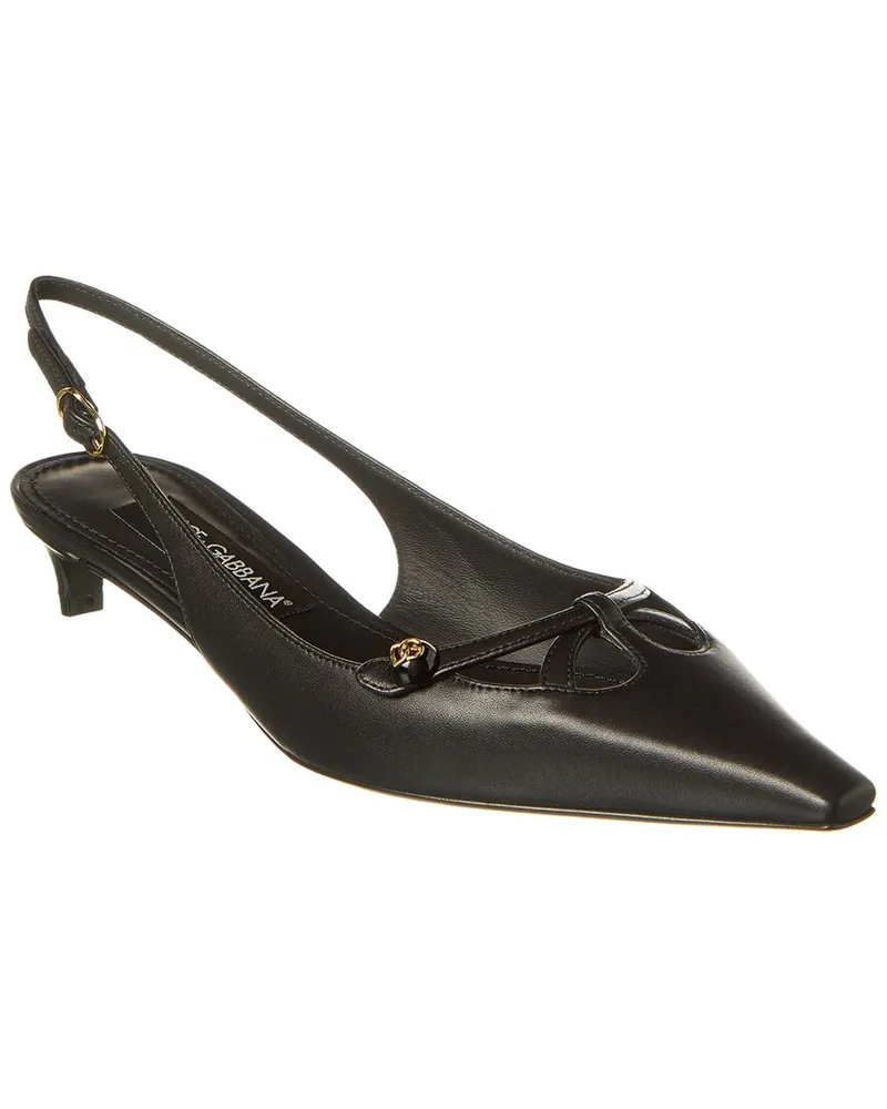 Dolce & Gabbana DG Logo Leather Slingback Pump Black