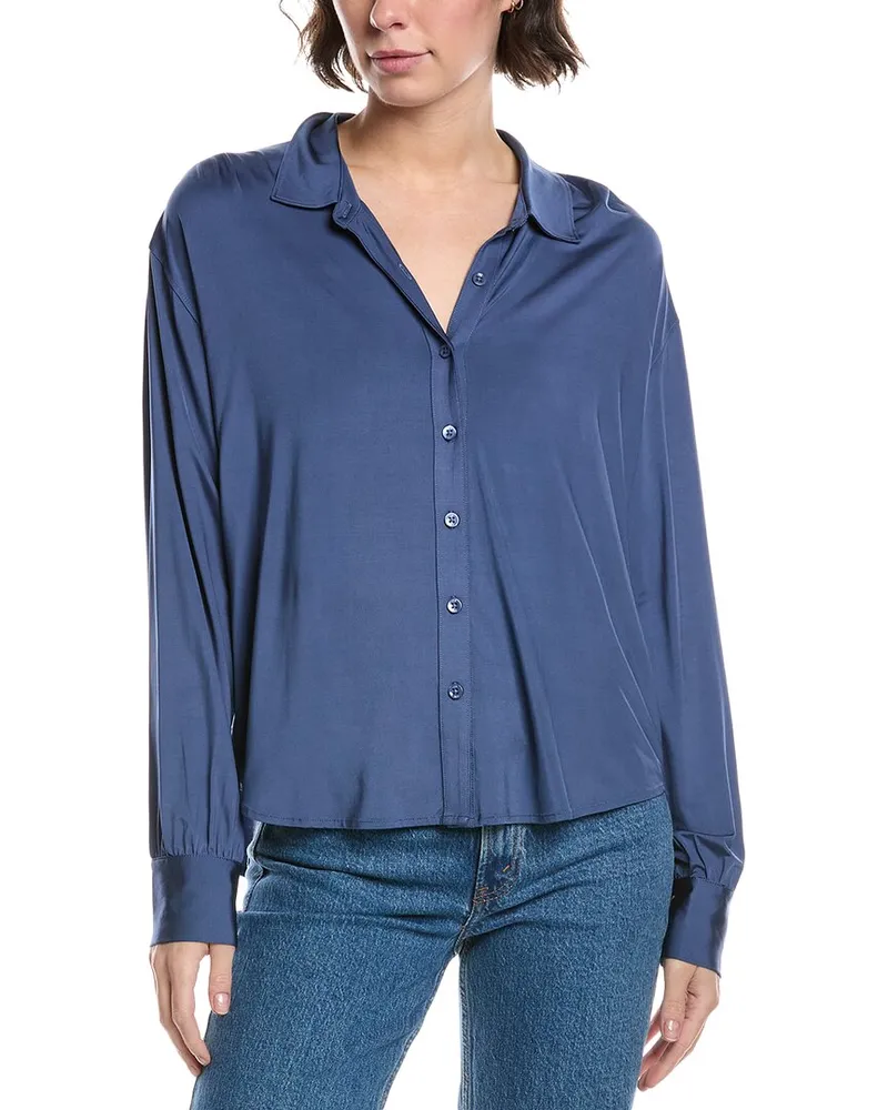 Splendid Charmeuse LYR Button-Down Shirt Blue
