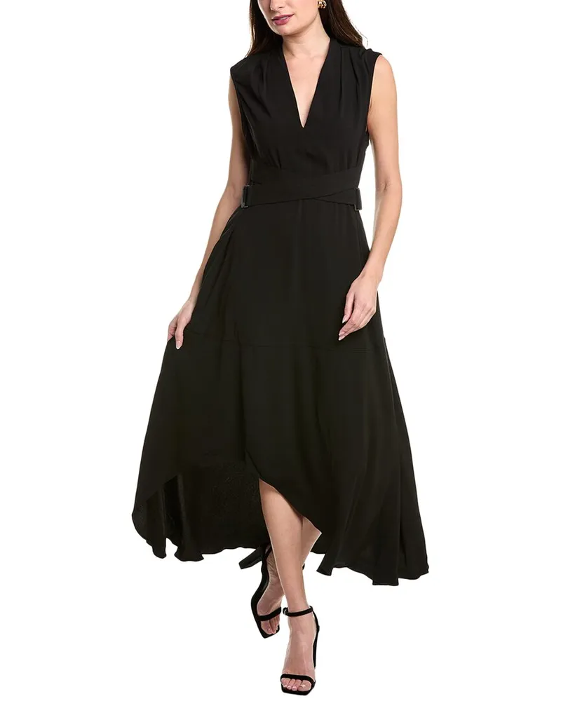Reiss Raya Belted Midi Dress Black