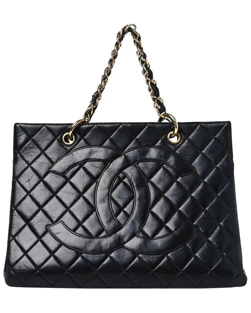 Chanel Black Lambskin Leather Grand Shopping Tote GST (Authentic Pre-Loved Nocolor