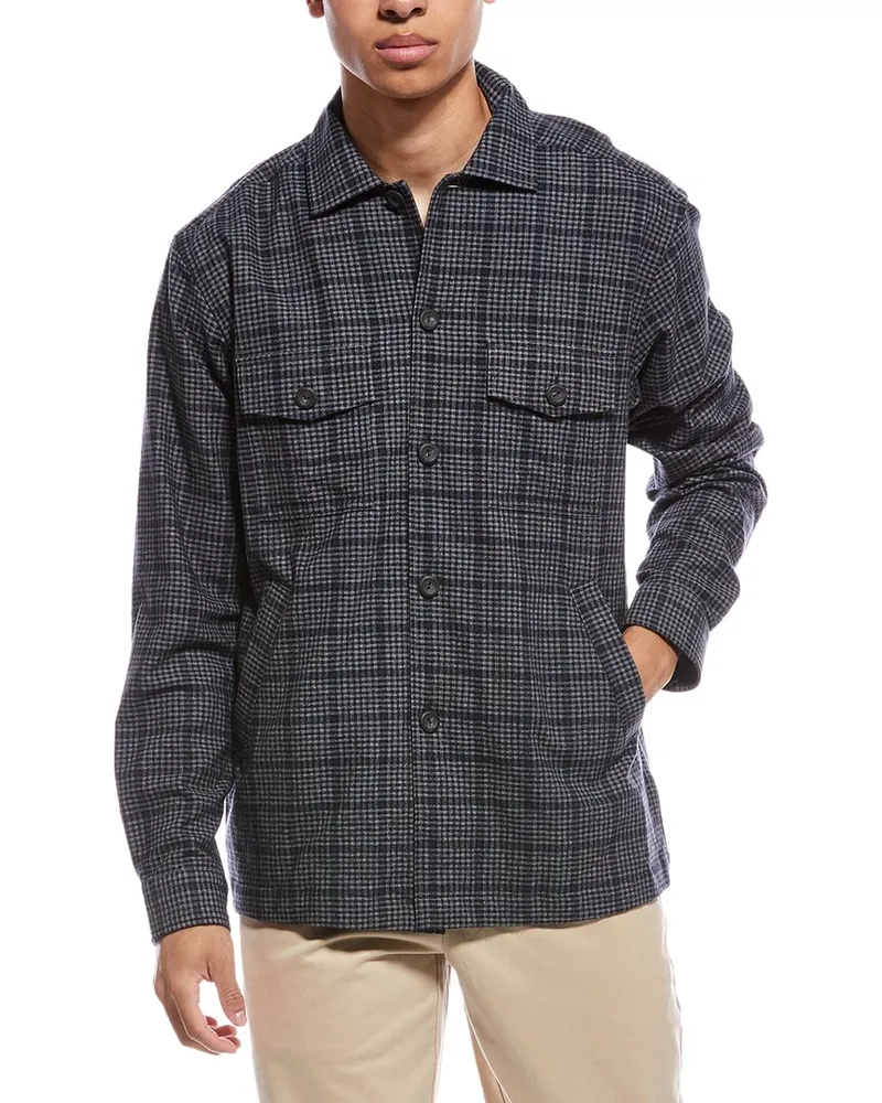 Eton Wool & Cashmere-Blend Shirt Blue