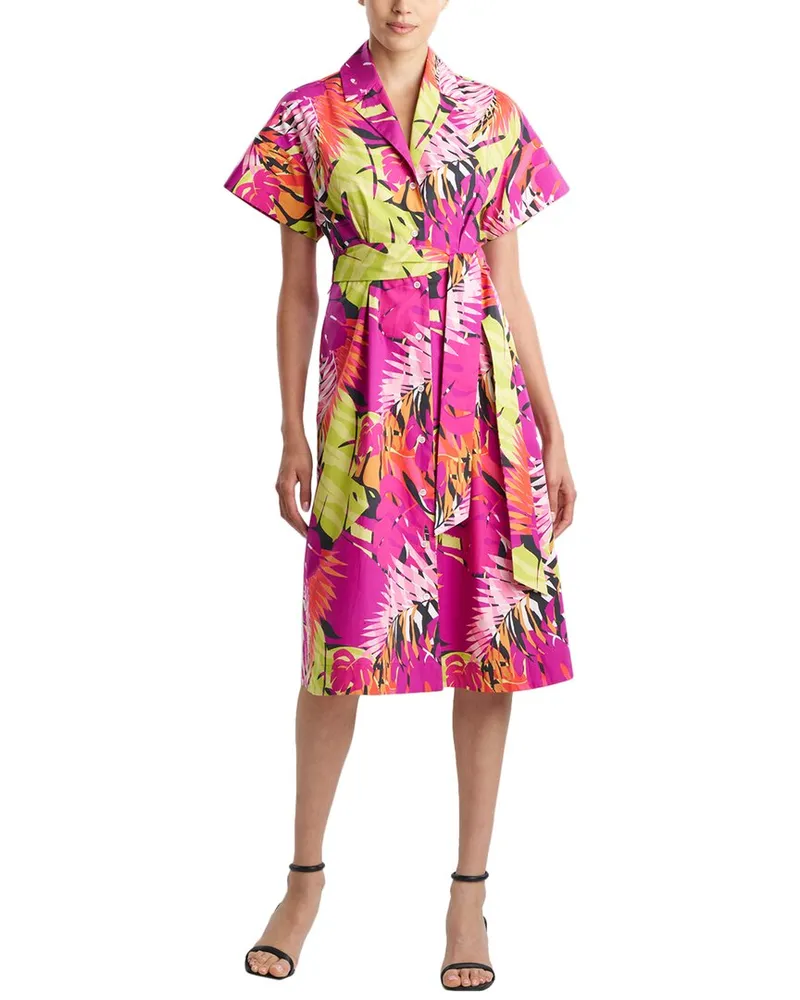 NATORI N  Palms Poplin Shirt Dress Pink