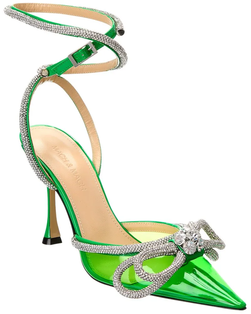 Mach & Mach Double Bow Vinyl & Leather Pump Green