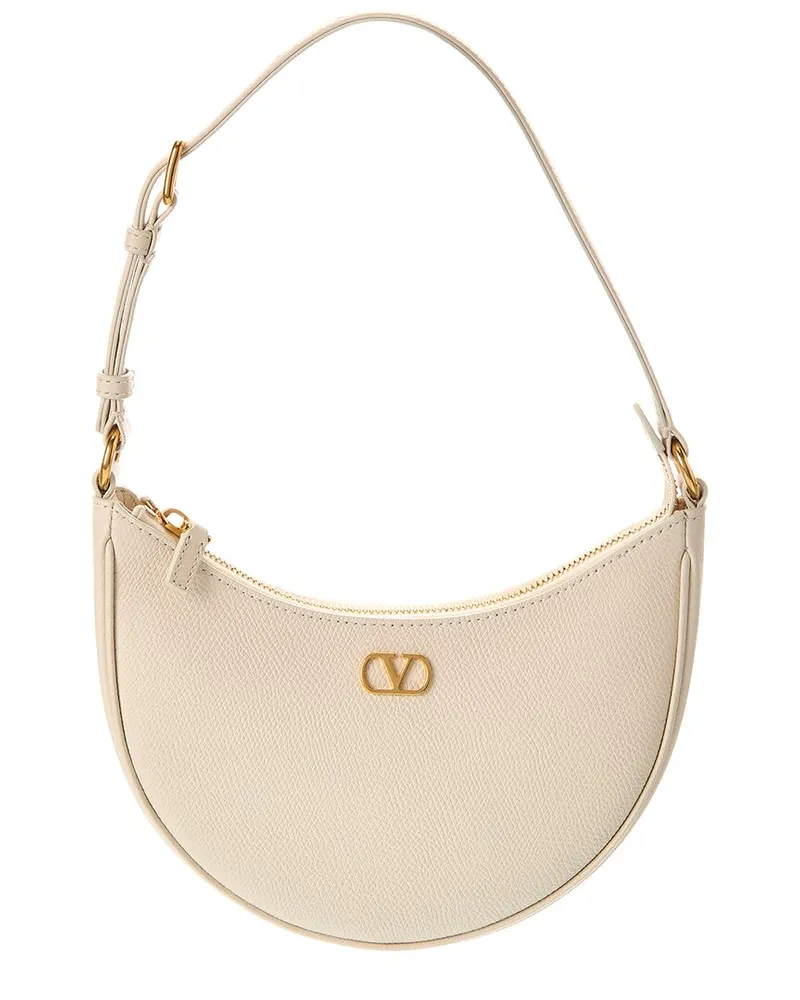 Valentino Garavani VLogo Signature Mini Leather Hobo Bag White