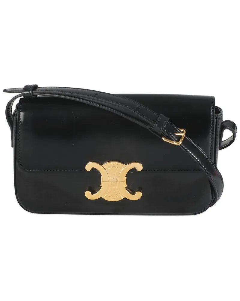 Celine Black Leather Triomphe Shoulder bag (Authentic Pre-Loved Nocolor
