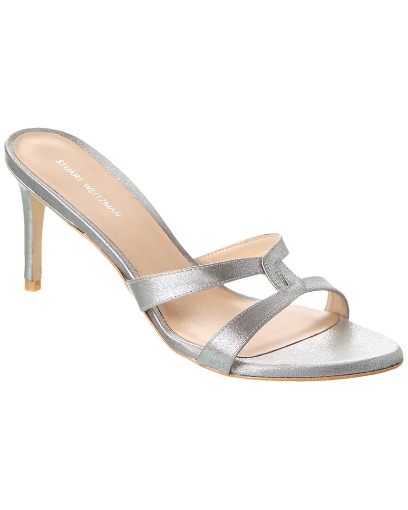 Stuart Weitzman Soiree Sleek 75 Satin Sandal Silver