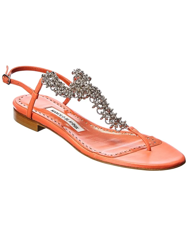 Manolo Blahnik Leather Sandal Orange