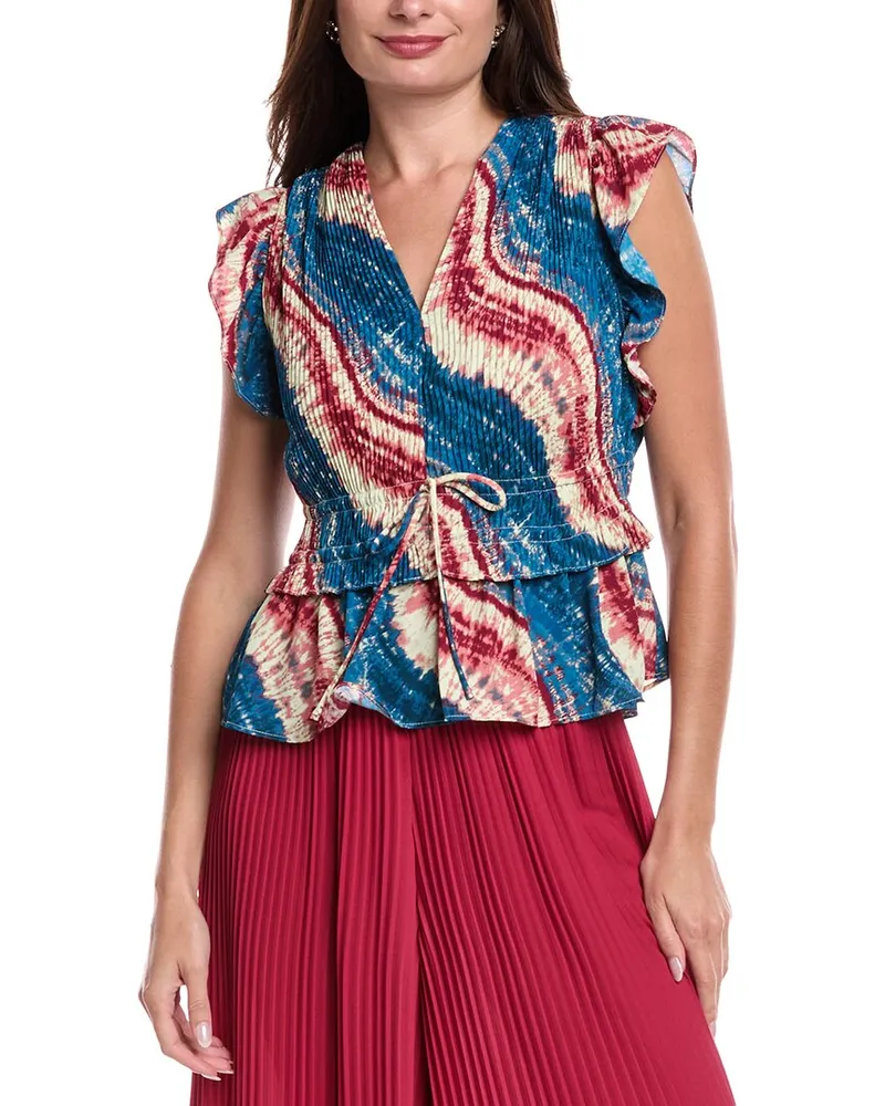 Nicole Miller Pleated Blouse Blue