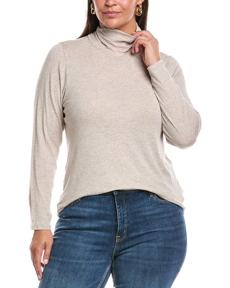 Eileen Fisher Plus Turtleneck Top Grey
