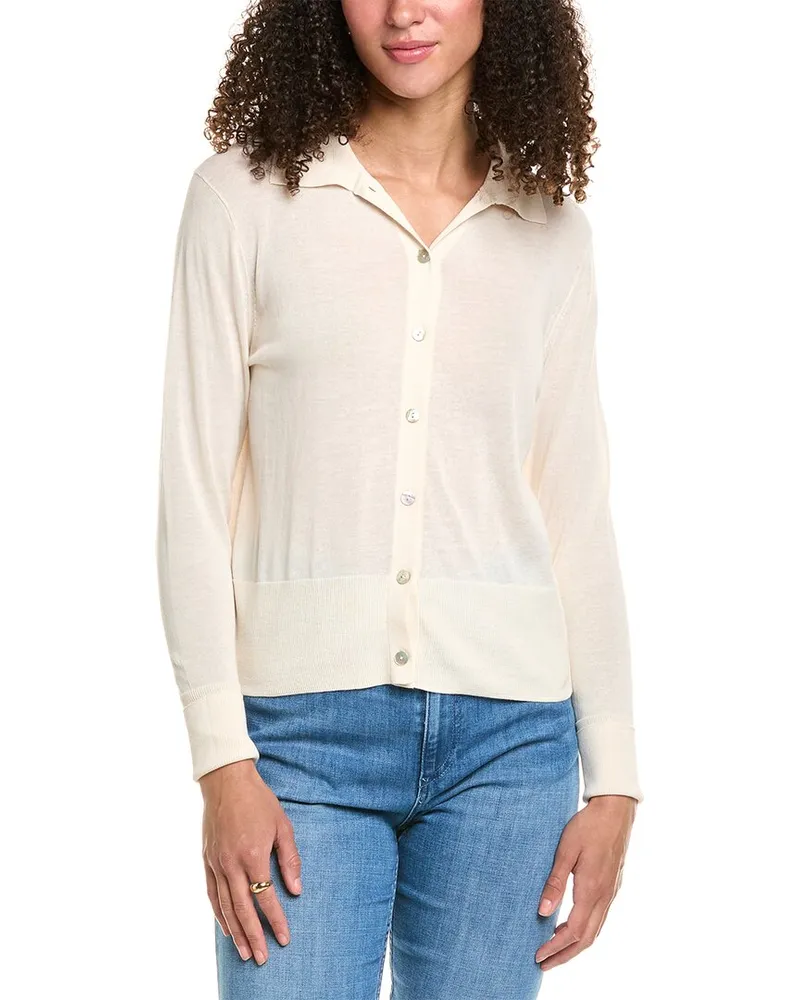 Vince Collared Button-Down Shirt Beige