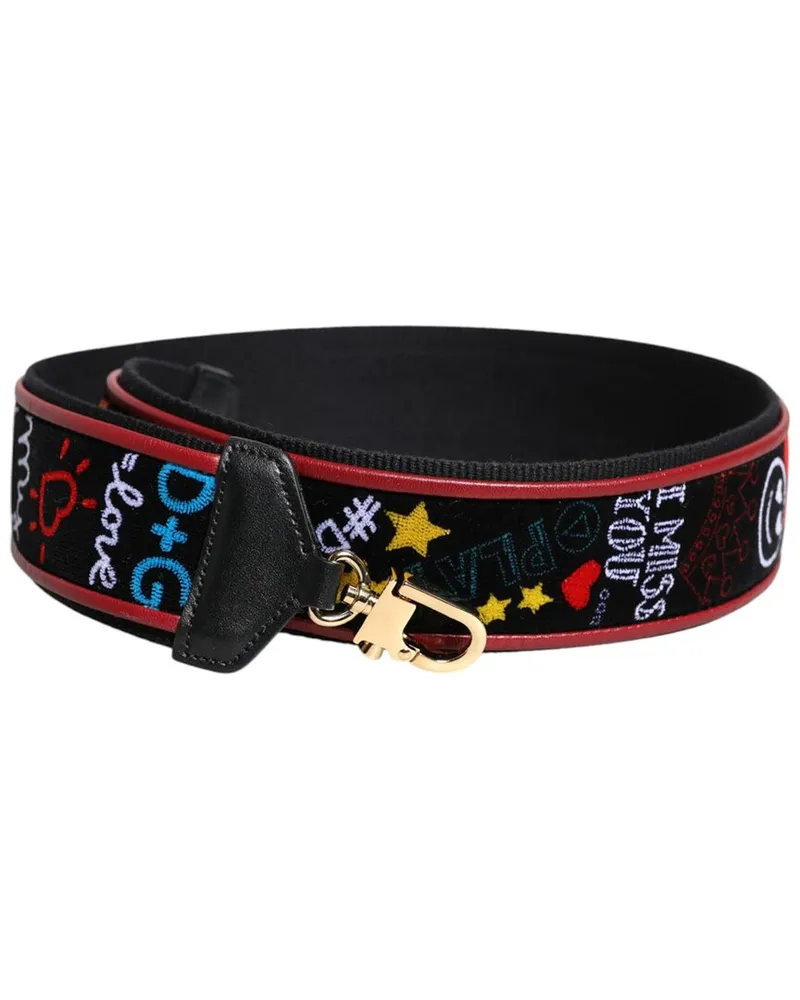 Dolce & Gabbana Leather Bag Strap Black