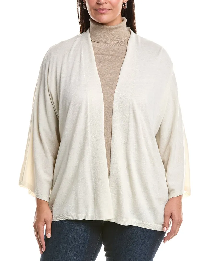 Marina Rinaldi Plus Babele1234 Wool-Blend Cardigan Nocolor