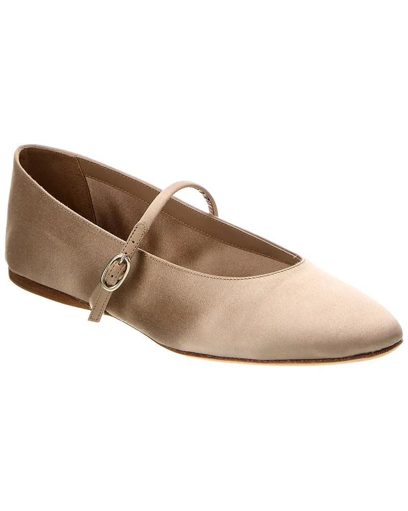 Saint Laurent Gio Silk Ballet Flat Beige