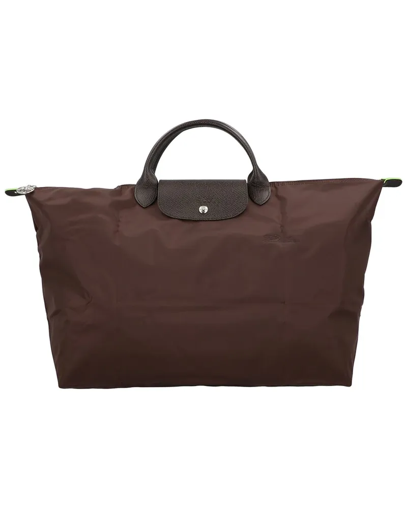 Longchamp Le Pliage Green Large Canvas Travel Bag Brown
