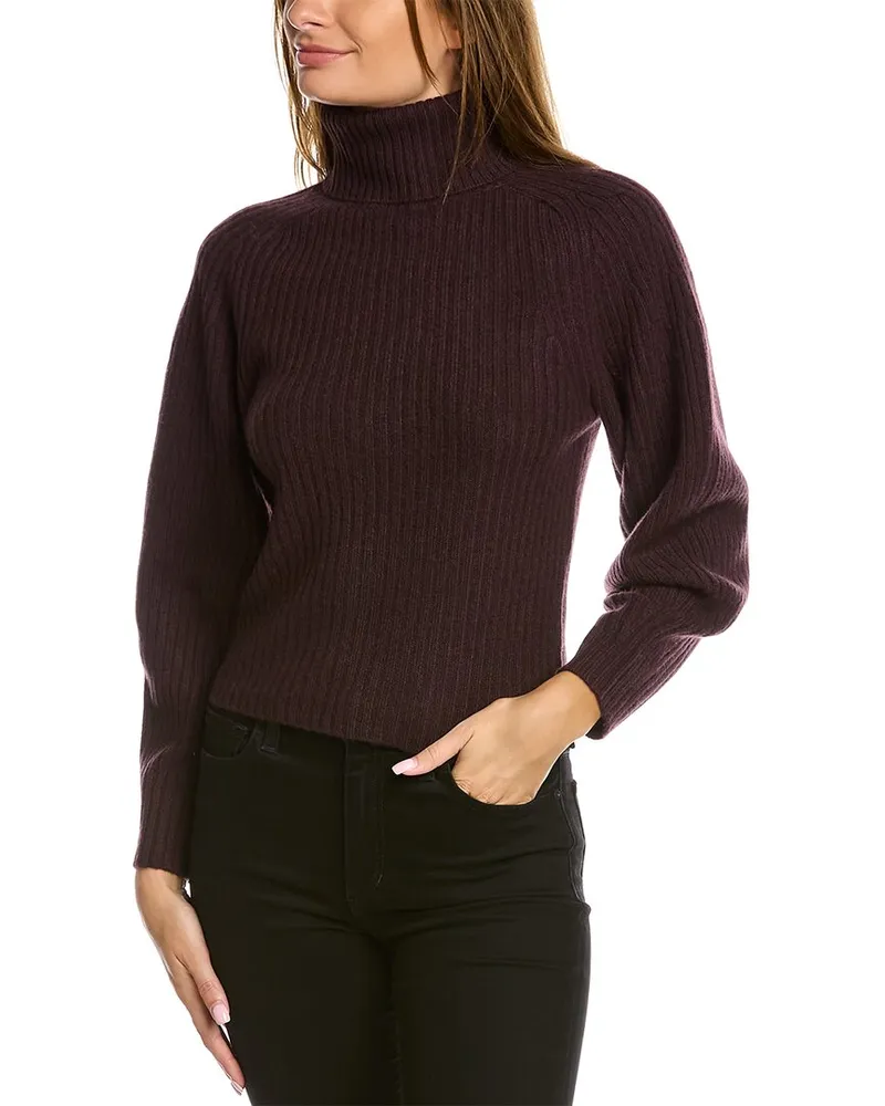 Vince Open Back Turtleneck Cashmere Sweater Purple