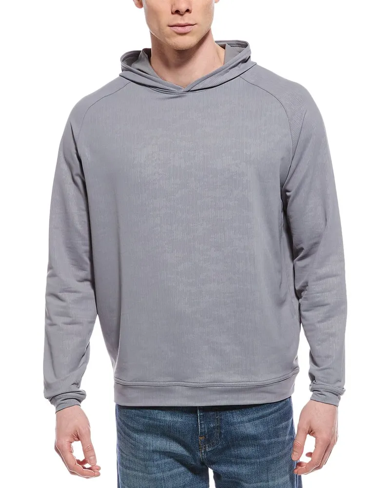 Peter Millar Pine Camo Performance Hoodie Grey