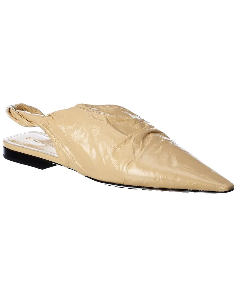 Bottega Veneta Leather Slingback Flat Beige