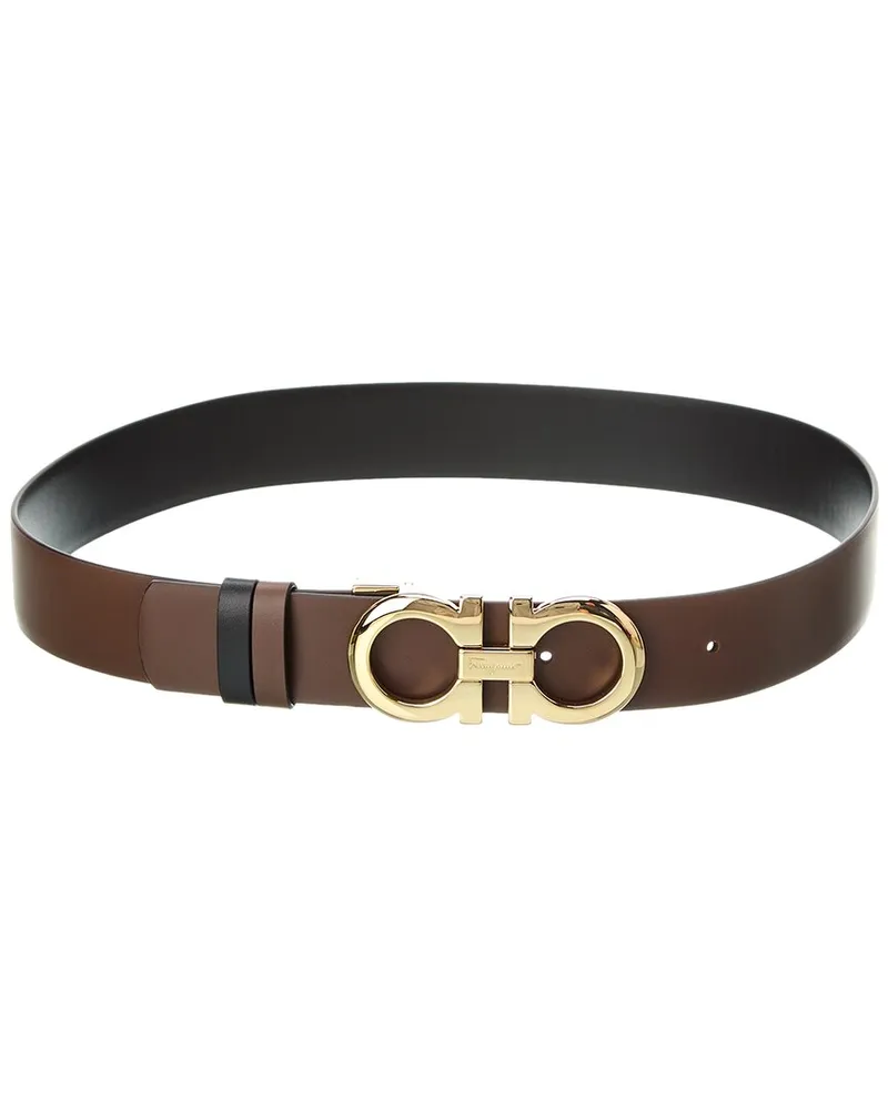 Ferragamo Gancini Reversible & Adjustable Leather Belt Brown