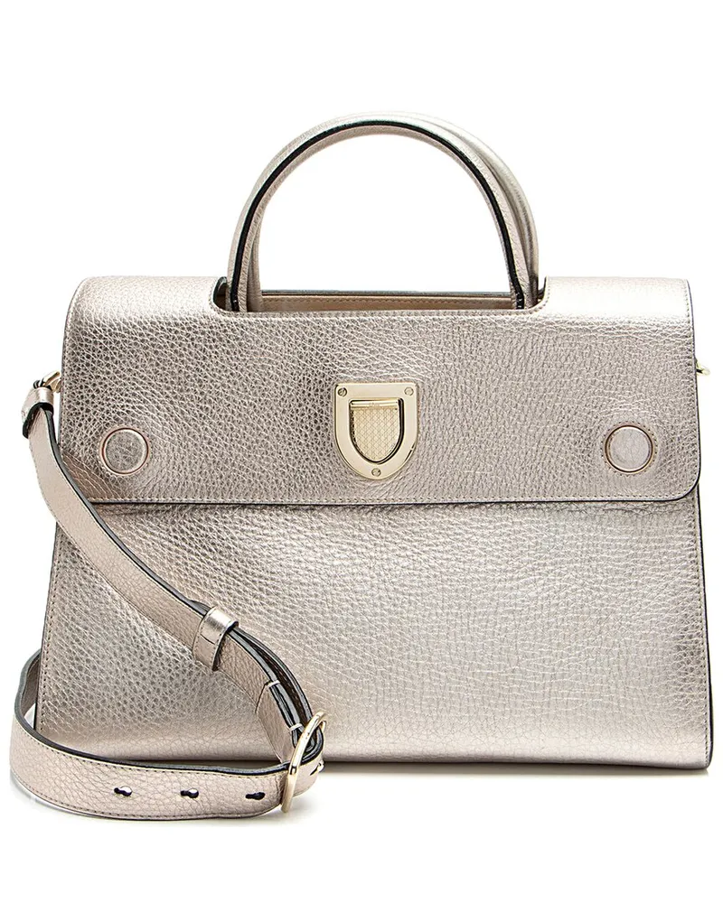 Dior Silver Metallic Calfskin Diorever Medium Tote (Authentic Pre-Loved Nocolor