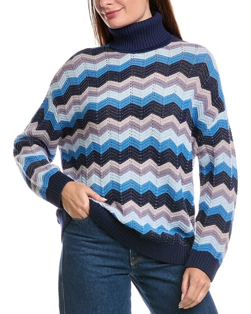 Missoni Oversized Turtleneck Wool-Blend Sweater Blue